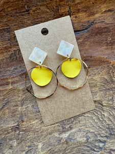 Yellow Disc Hoops