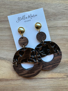 Rustic Leather & Wood Earrings