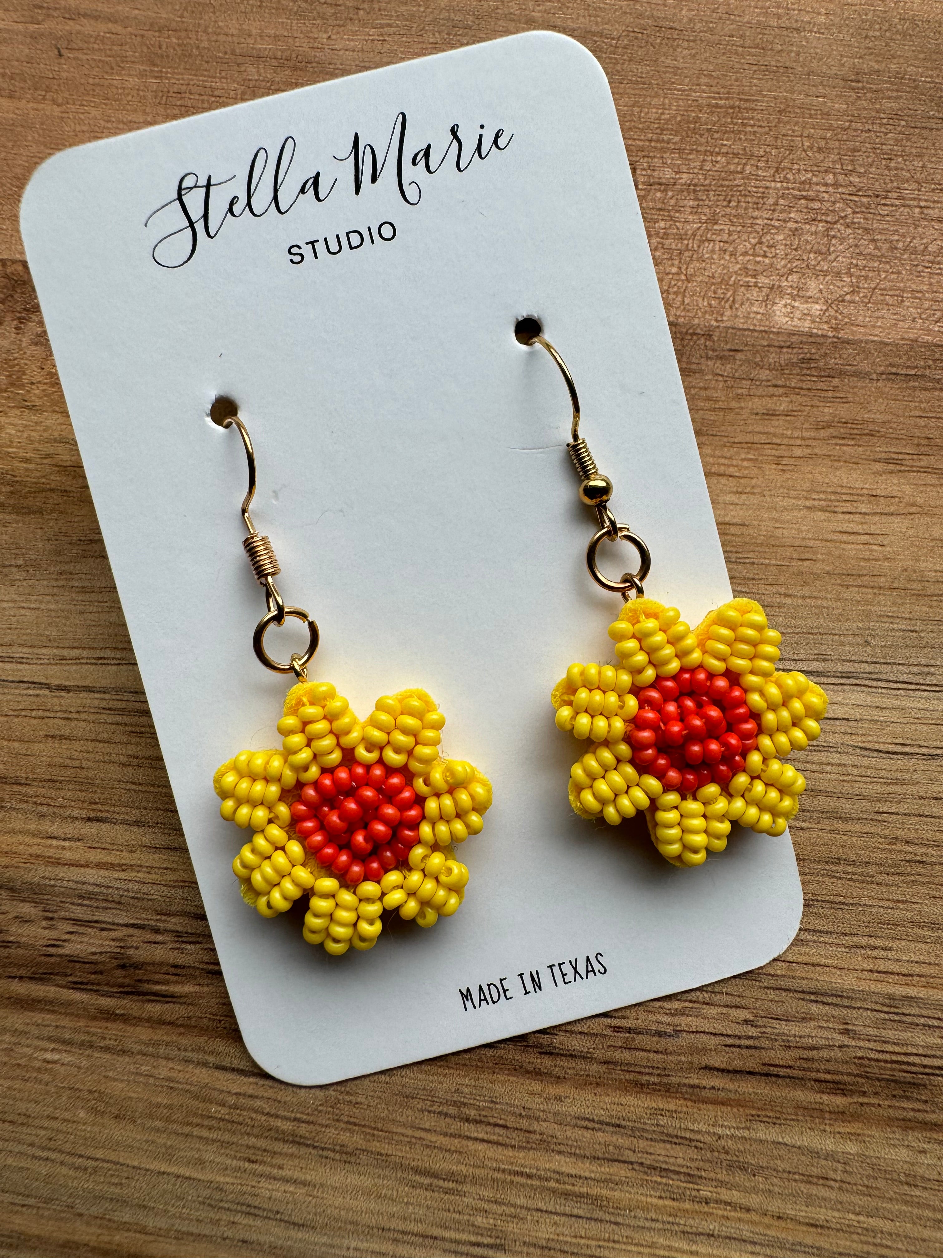 Tiny Seed Bead Flower Earrings