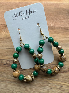 Kelly Green & Gold Earrings