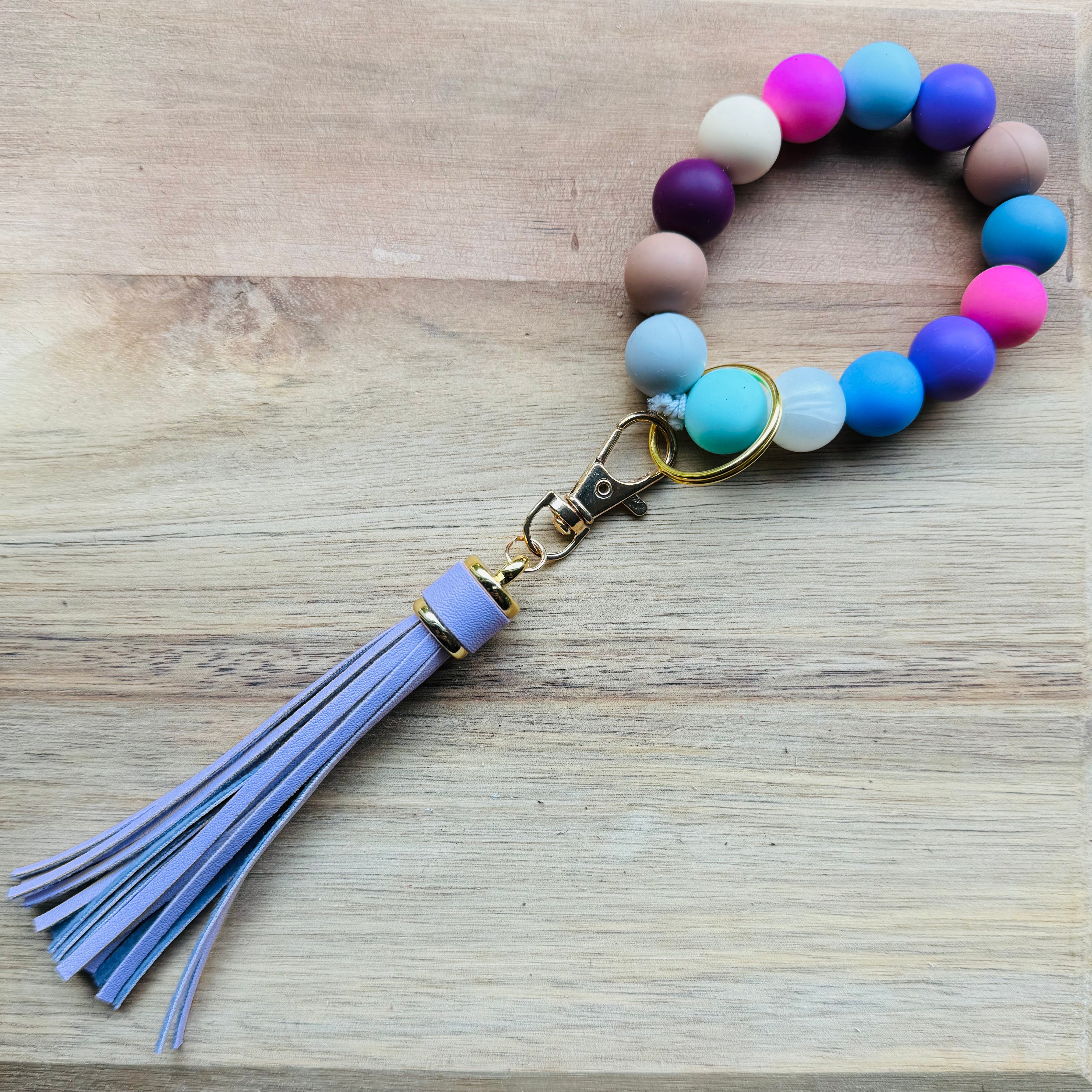 MULTIPLE OPTIONS: Silicone Bead Keychains with Tassels