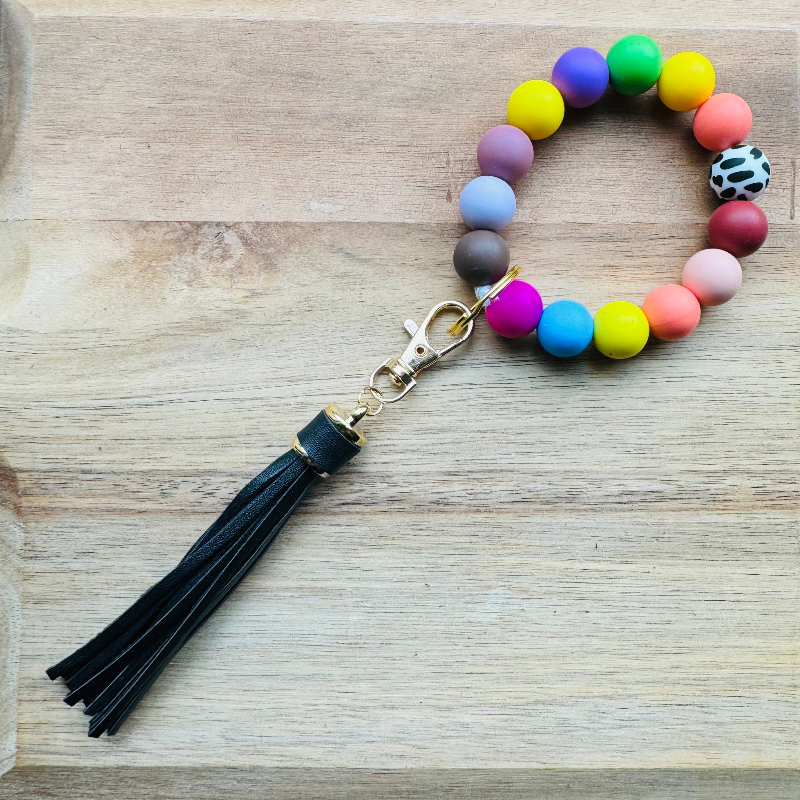 MULTIPLE OPTIONS: Silicone Bead Keychains with Tassels