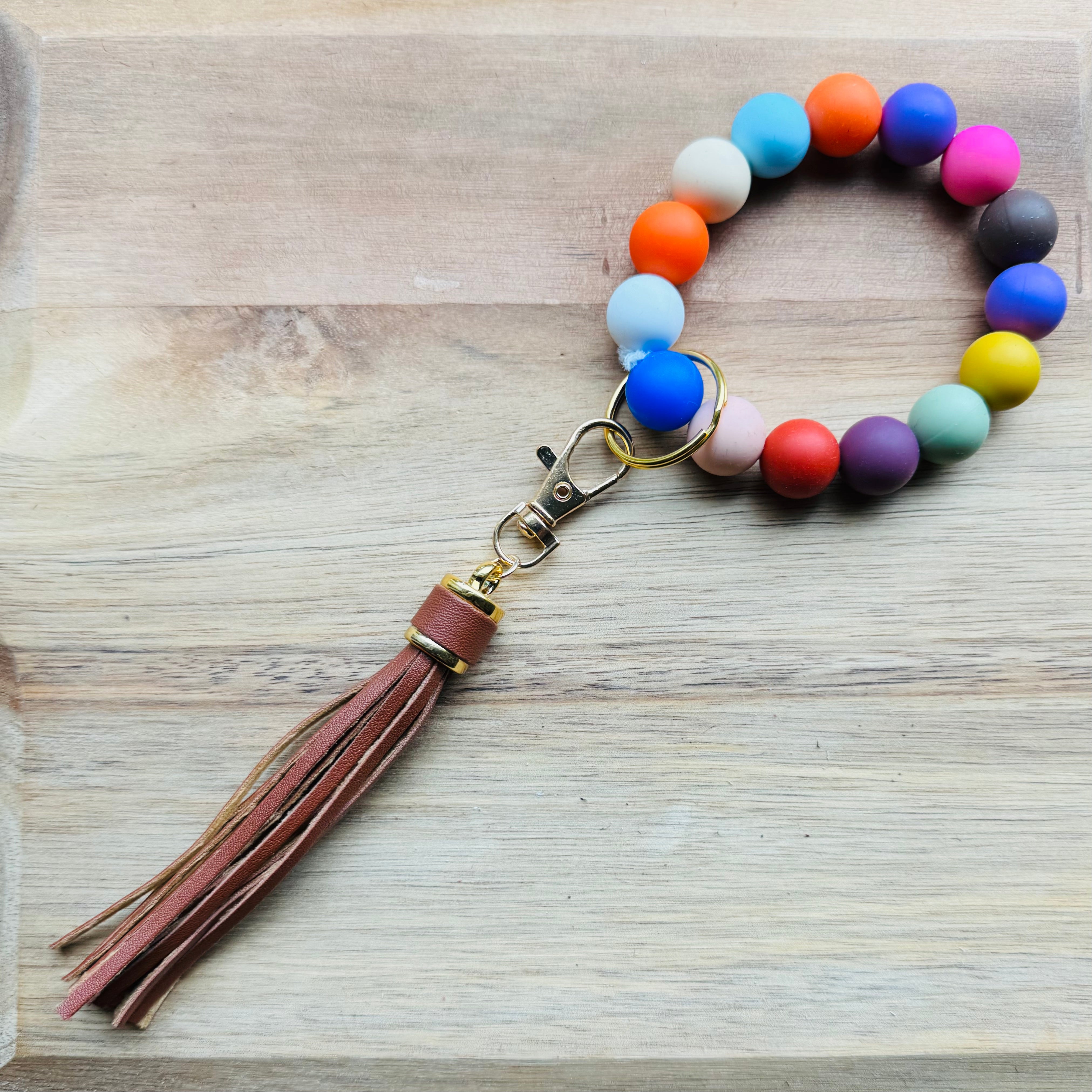 MULTIPLE OPTIONS: Silicone Bead Keychains with Tassels