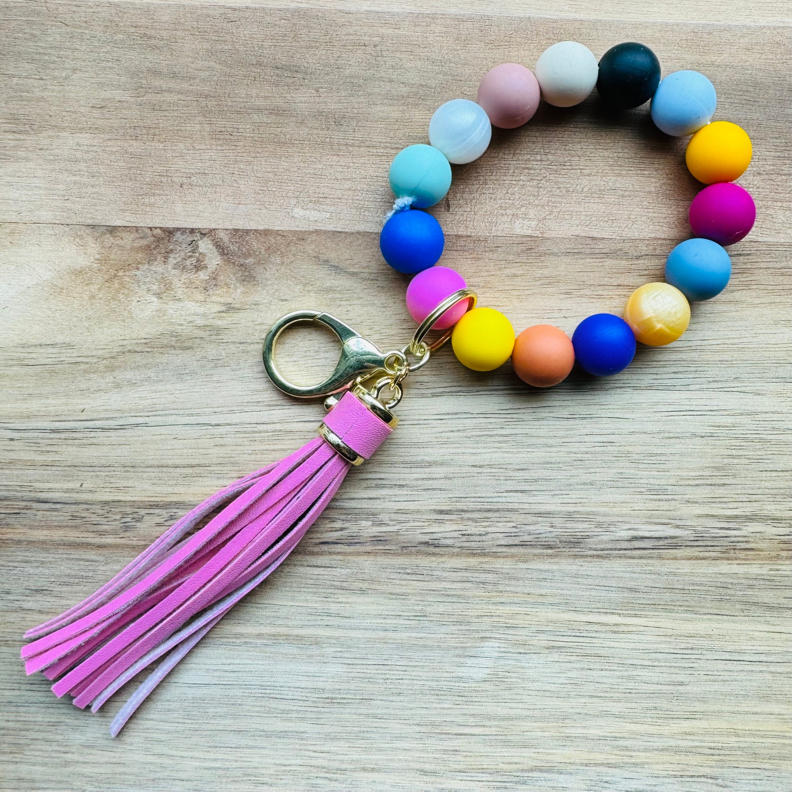 MULTIPLE OPTIONS: Silicone Bead Keychains with Tassels