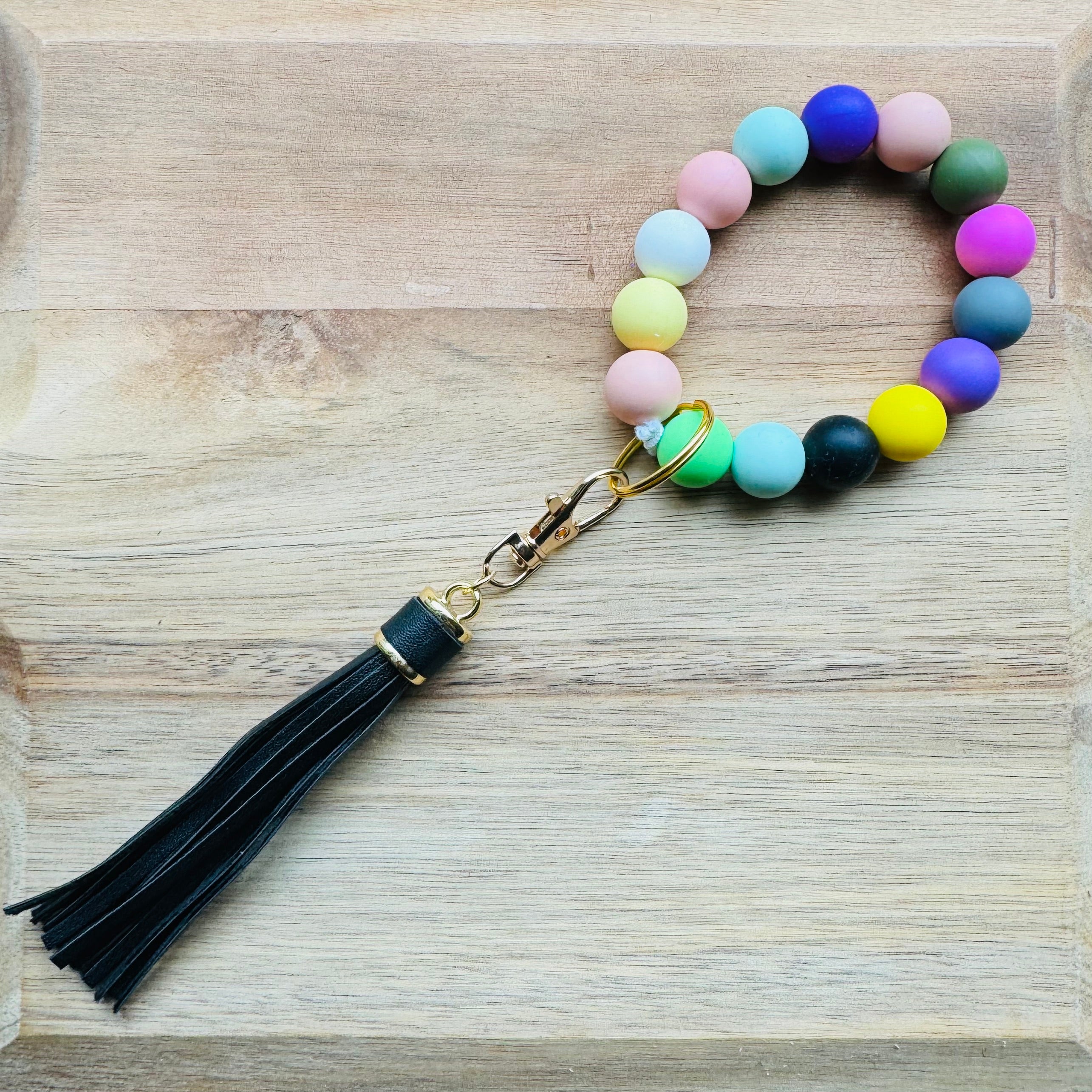 MULTIPLE OPTIONS: Silicone Bead Keychains with Tassels