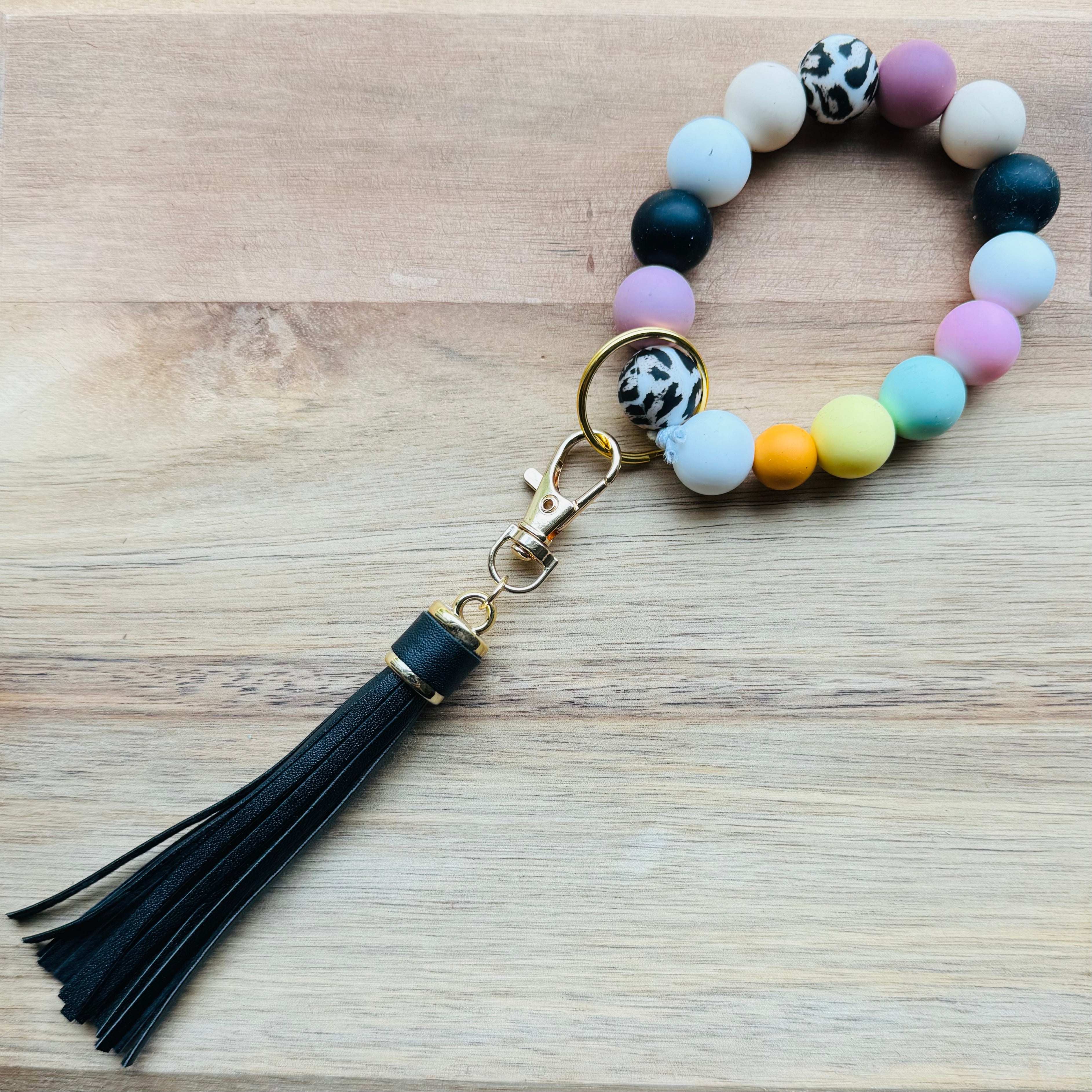 MULTIPLE OPTIONS: Silicone Bead Keychains with Tassels