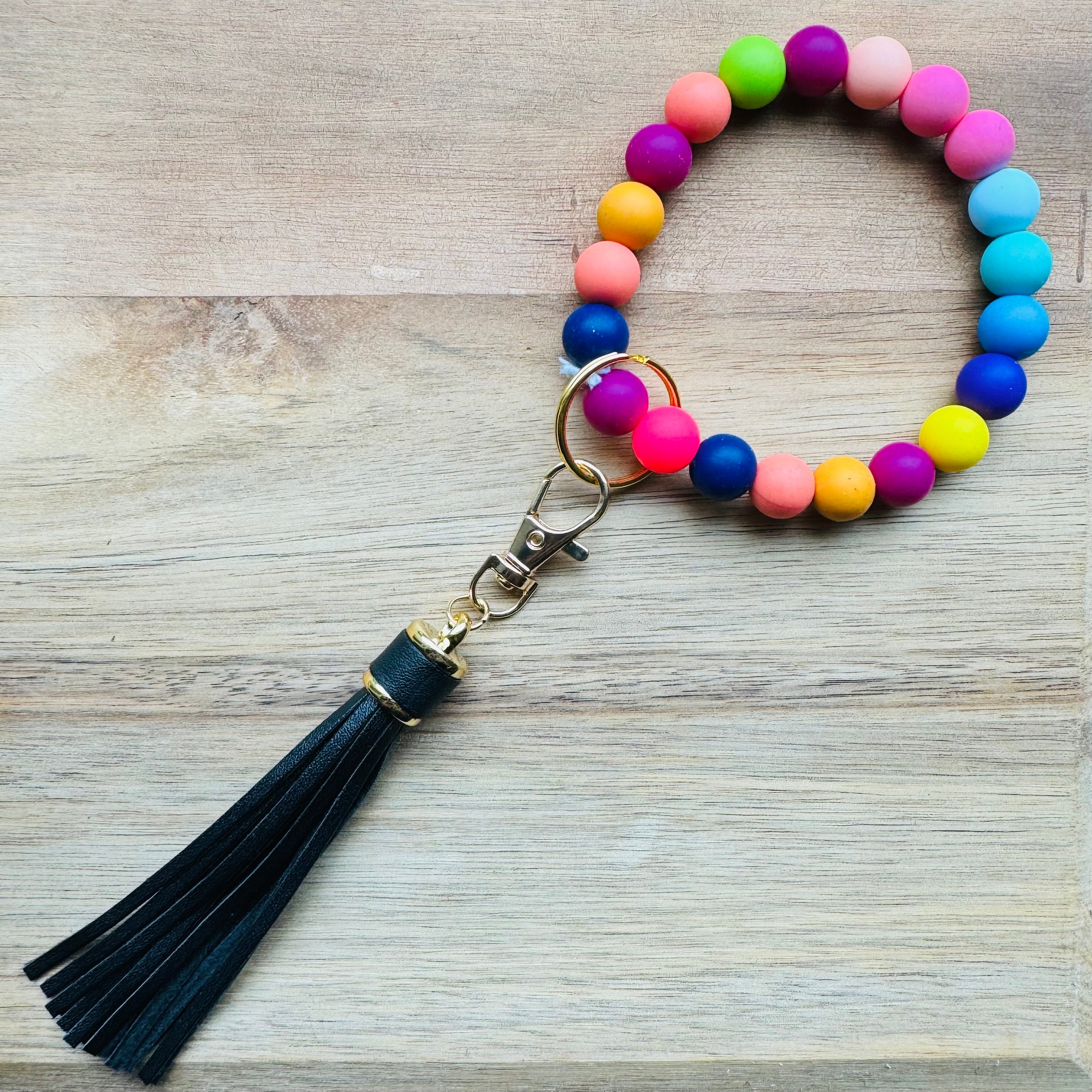 MULTIPLE OPTIONS: Silicone Bead Keychains with Tassels