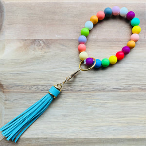 MULTIPLE OPTIONS: Silicone Bead Keychains with Tassels