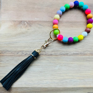 MULTIPLE OPTIONS: Silicone Bead Keychains with Tassels