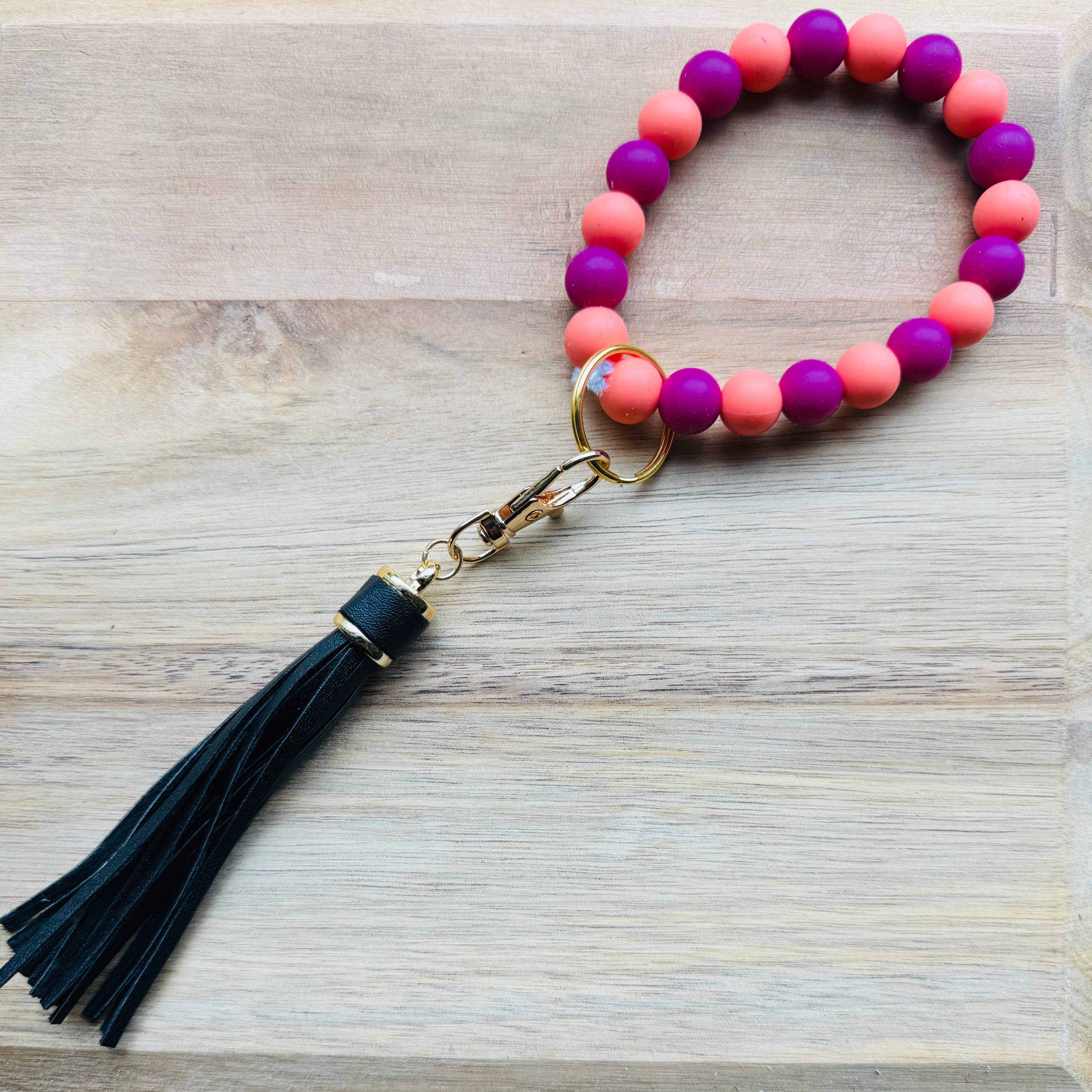 MULTIPLE OPTIONS: Silicone Bead Keychains with Tassels