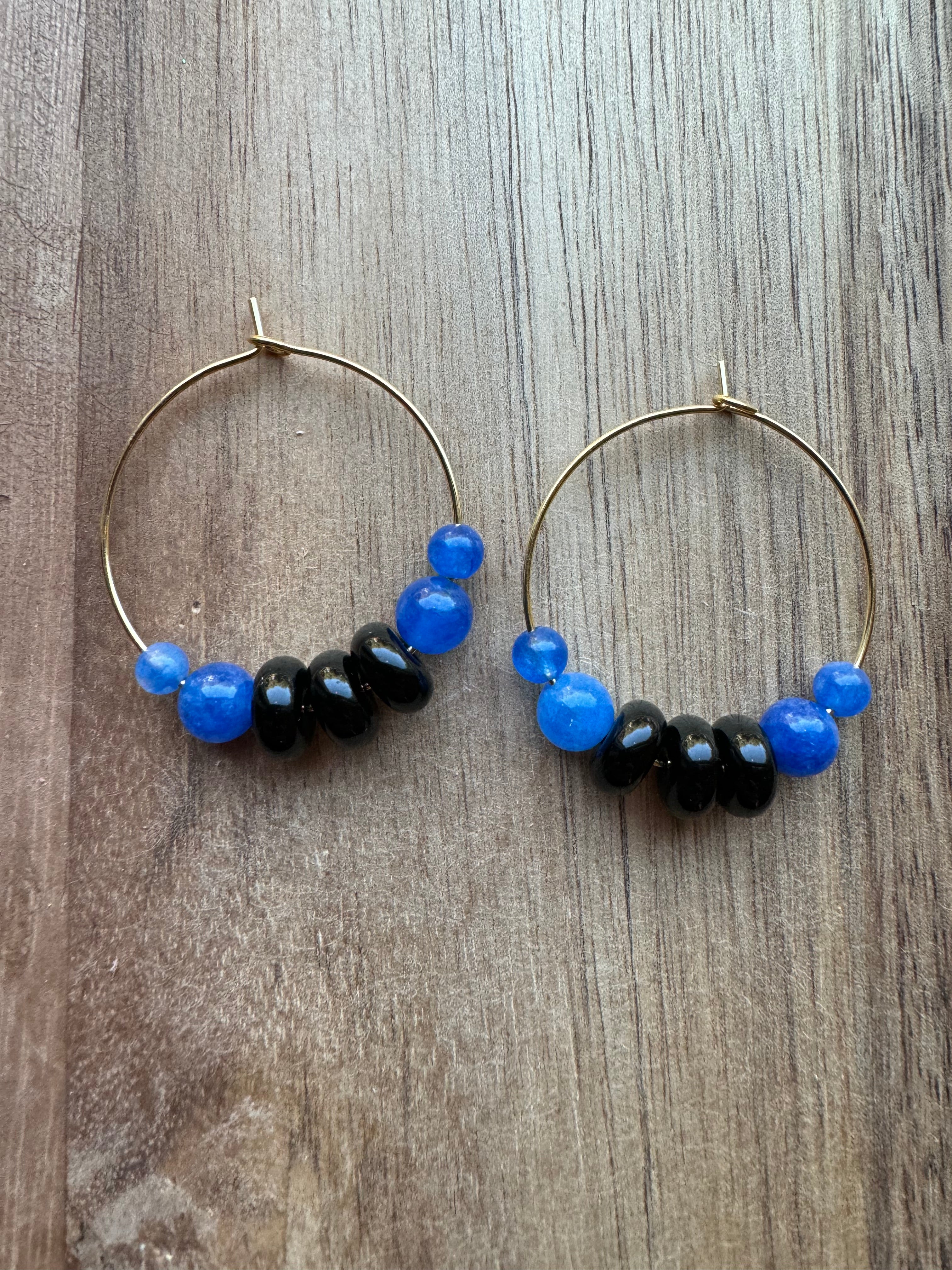 MULTIPLE STYLES: Beaded Hoop Earrings 1.25”