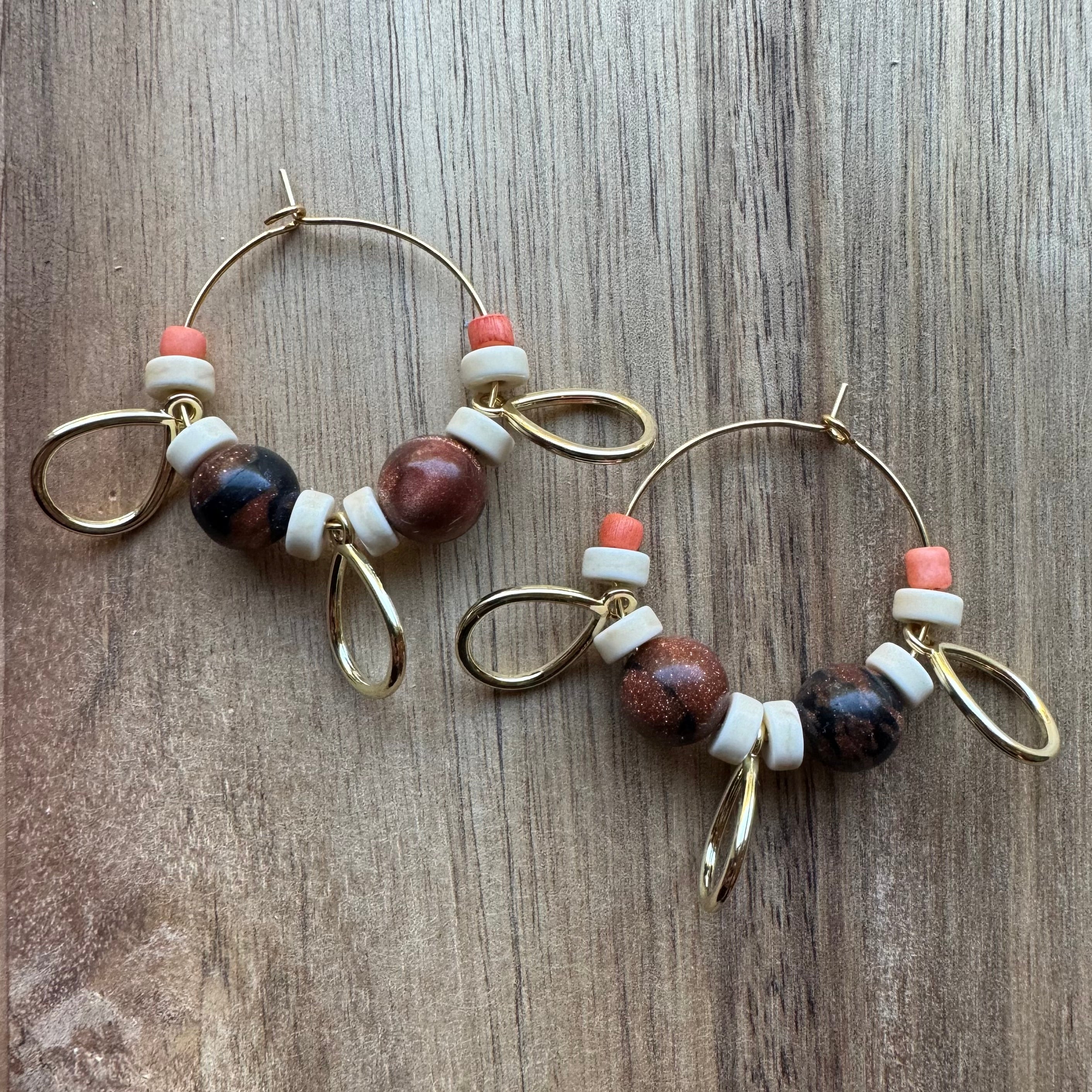 MULTIPLE STYLES: Beaded Hoop Earrings 1.25”