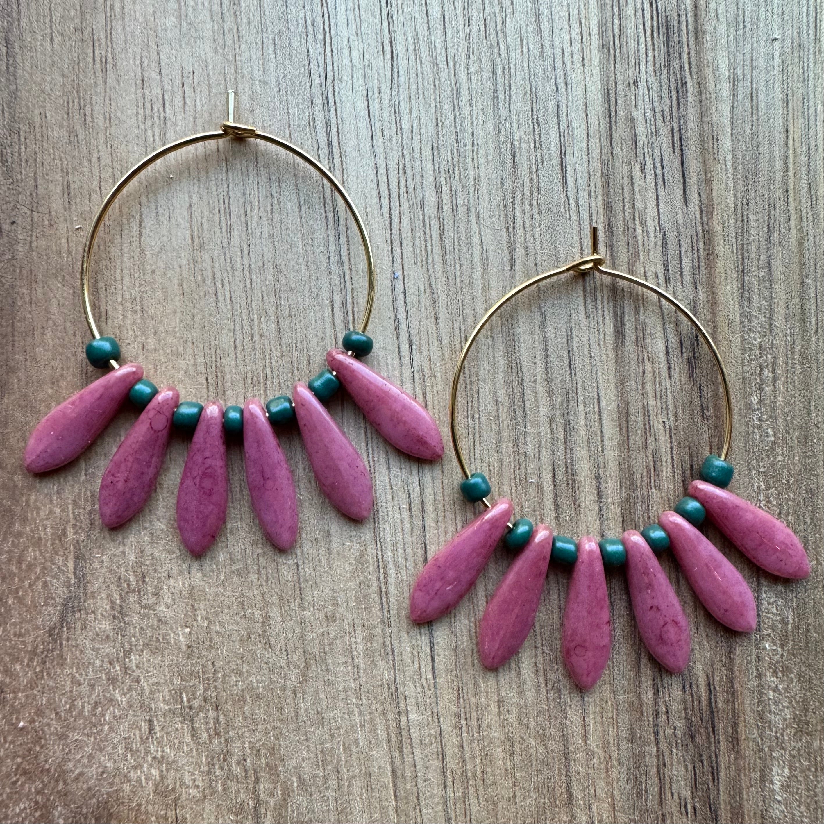 MULTIPLE STYLES: Beaded Hoop Earrings 1.25”