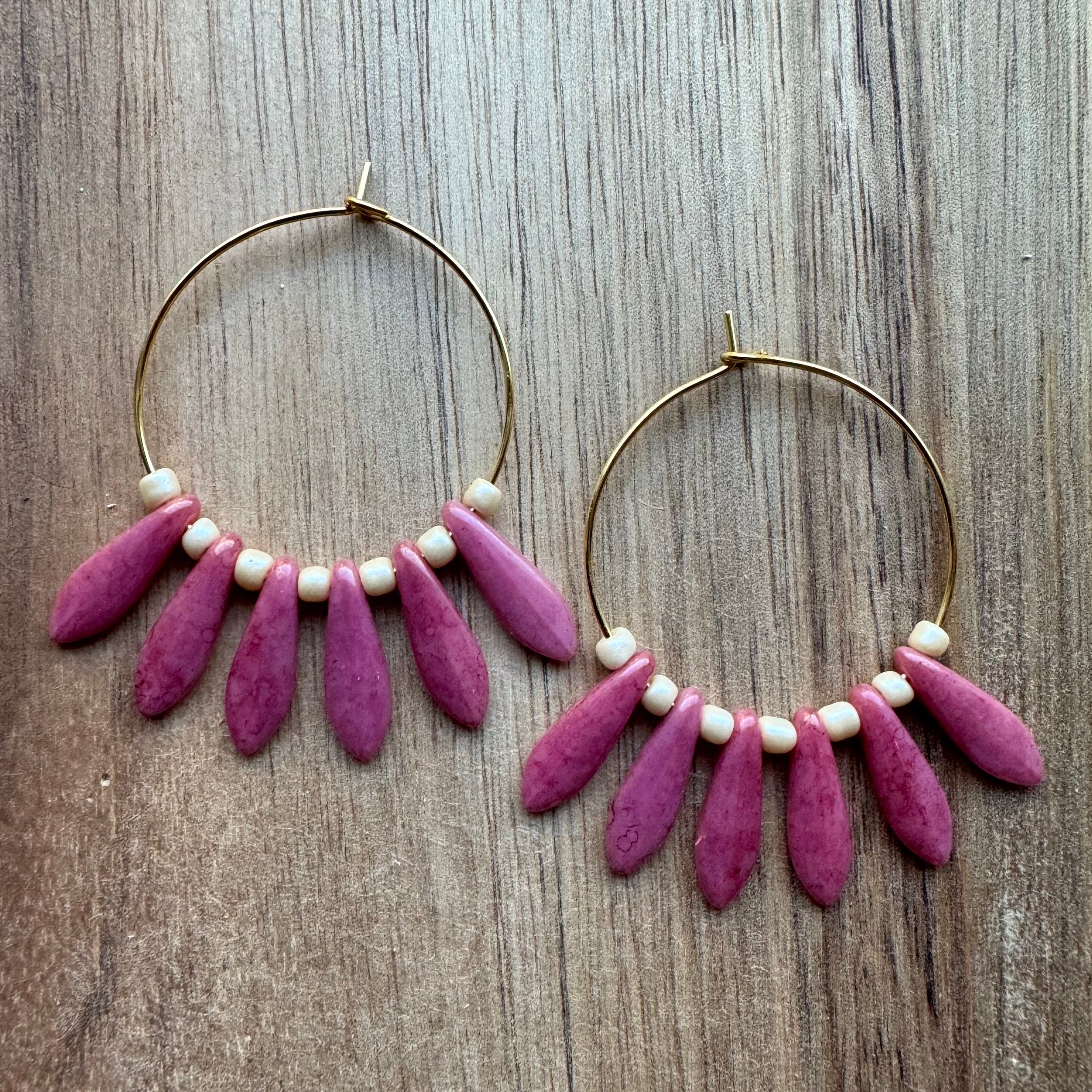 MULTIPLE STYLES: Beaded Hoop Earrings 1.25”