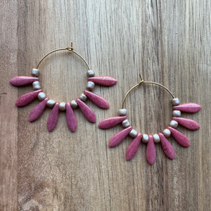 MULTIPLE STYLES: Beaded Hoop Earrings 1.25”