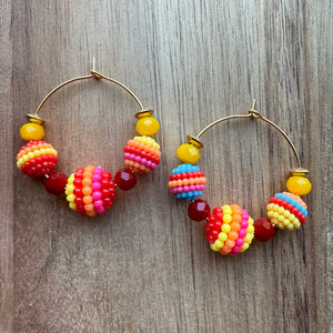 MULTIPLE STYLES: Beaded Hoop Earrings 1.25”