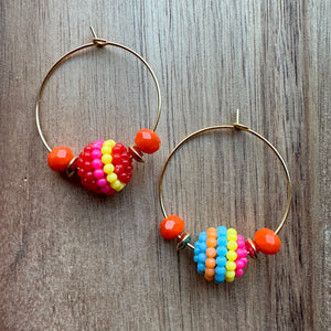 MULTIPLE STYLES: Beaded Hoop Earrings 1.25”