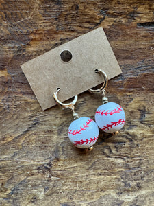 Small Baseball Dangle Earrings