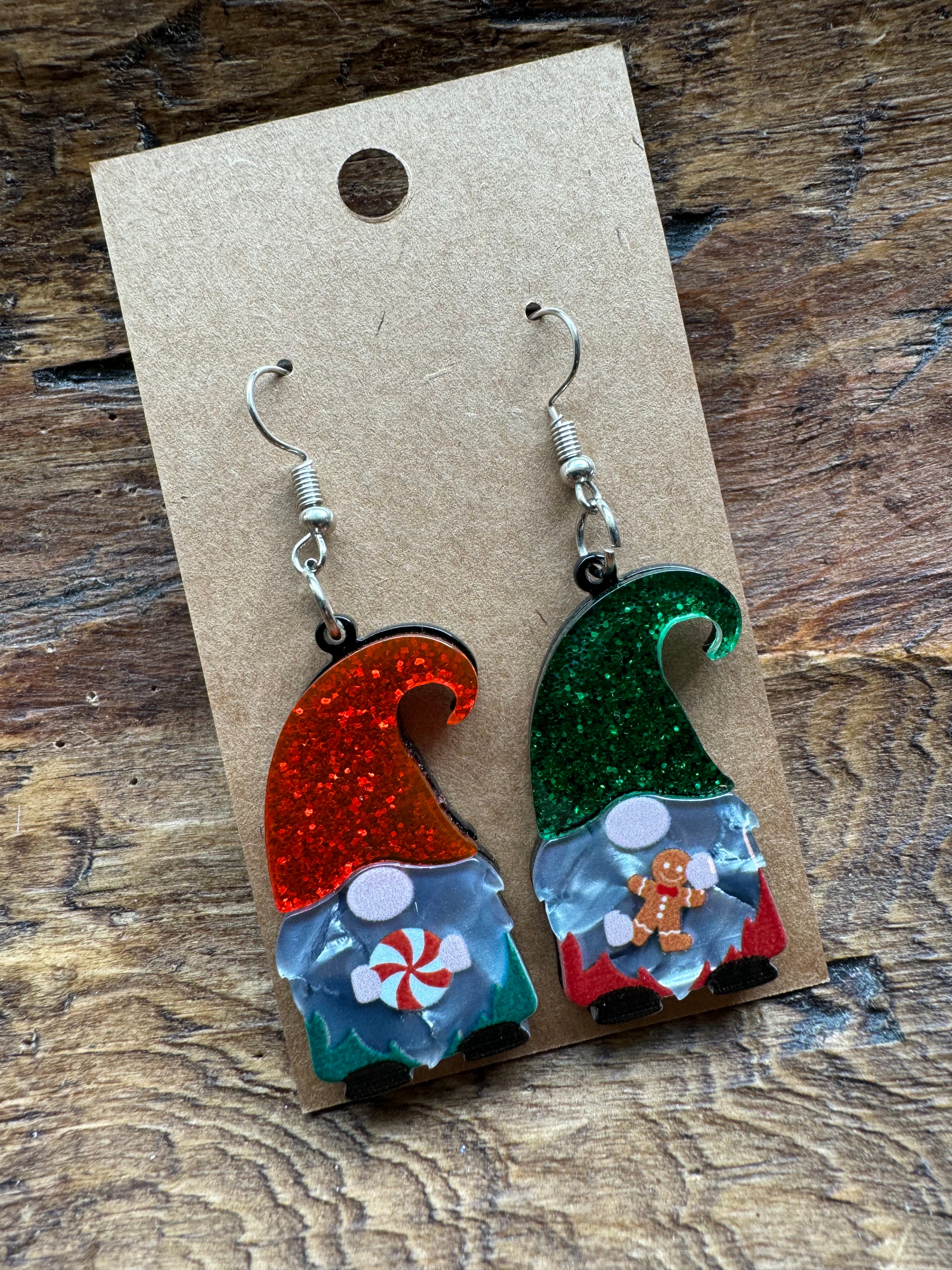 Christmas Gnome Acrylic Earrings