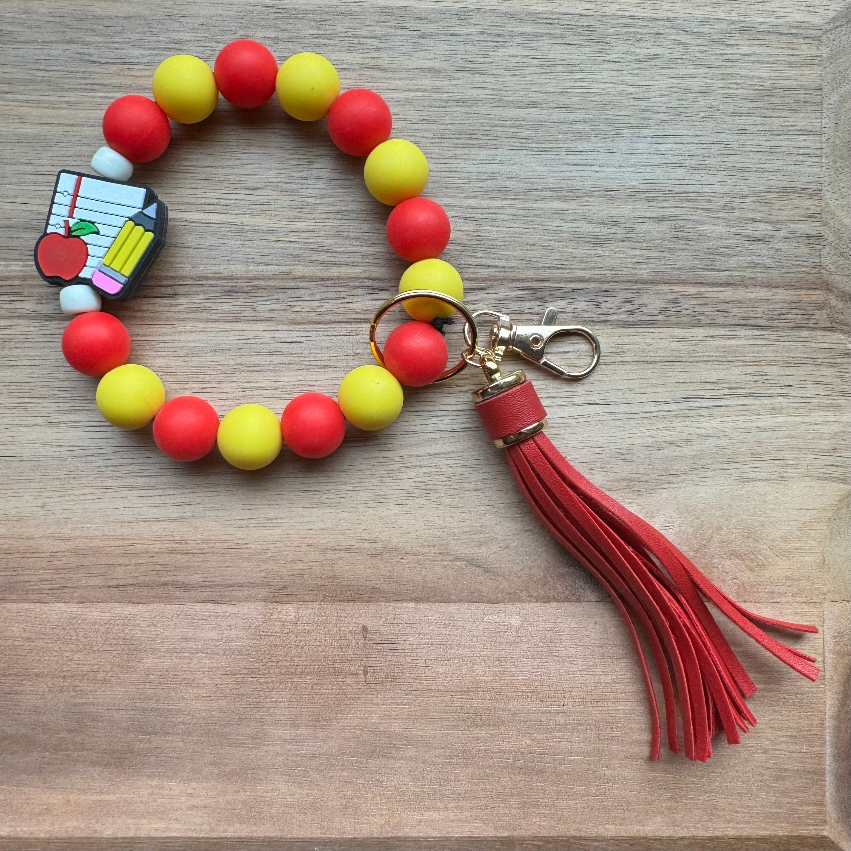 MULTIPLE OPTIONS: Silicone Bead Keychains with Tassels