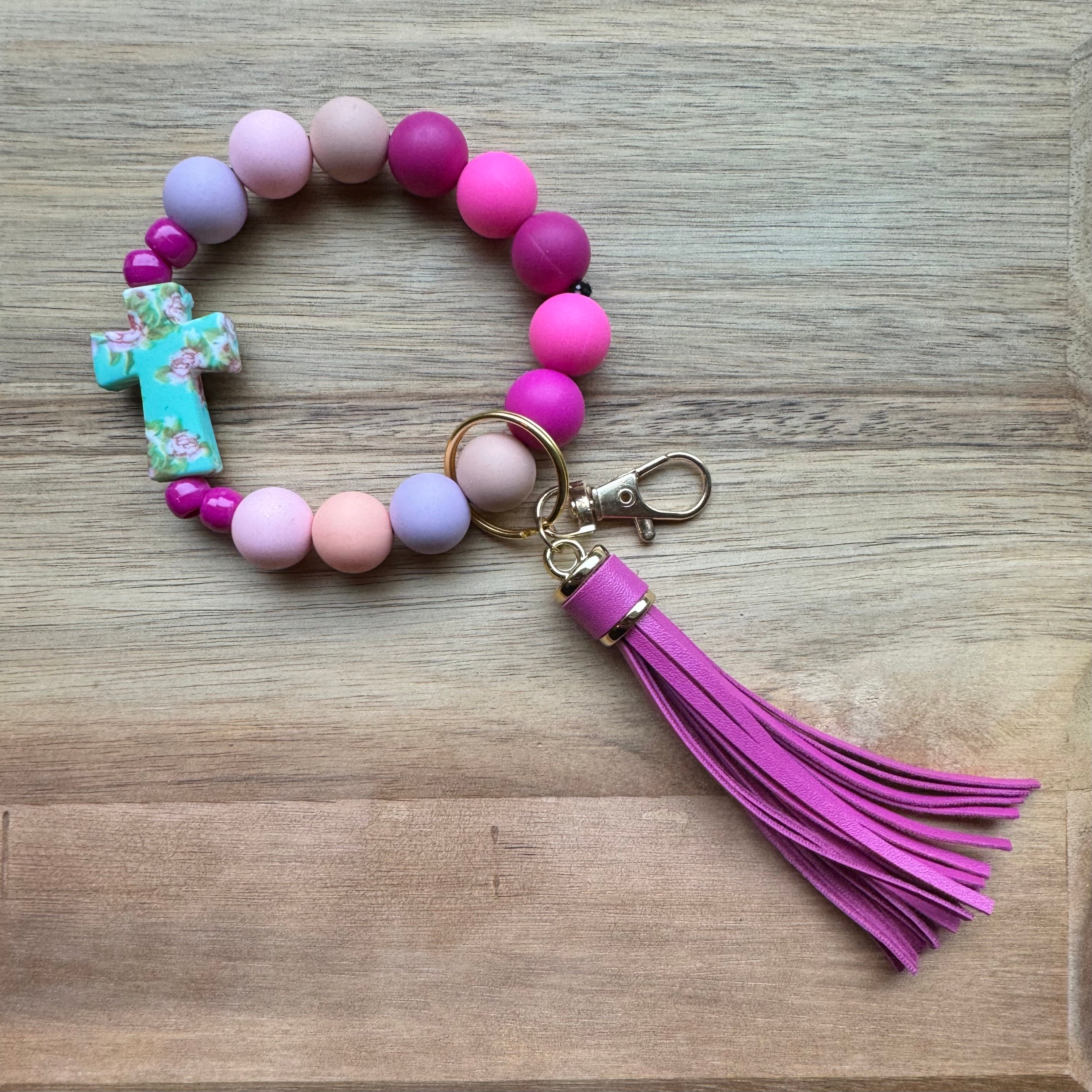 MULTIPLE OPTIONS: Silicone Bead Keychains with Tassels