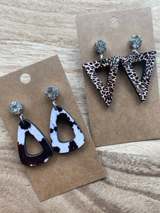 MULTIPLE STYLES: Animal Print Wood Earrings