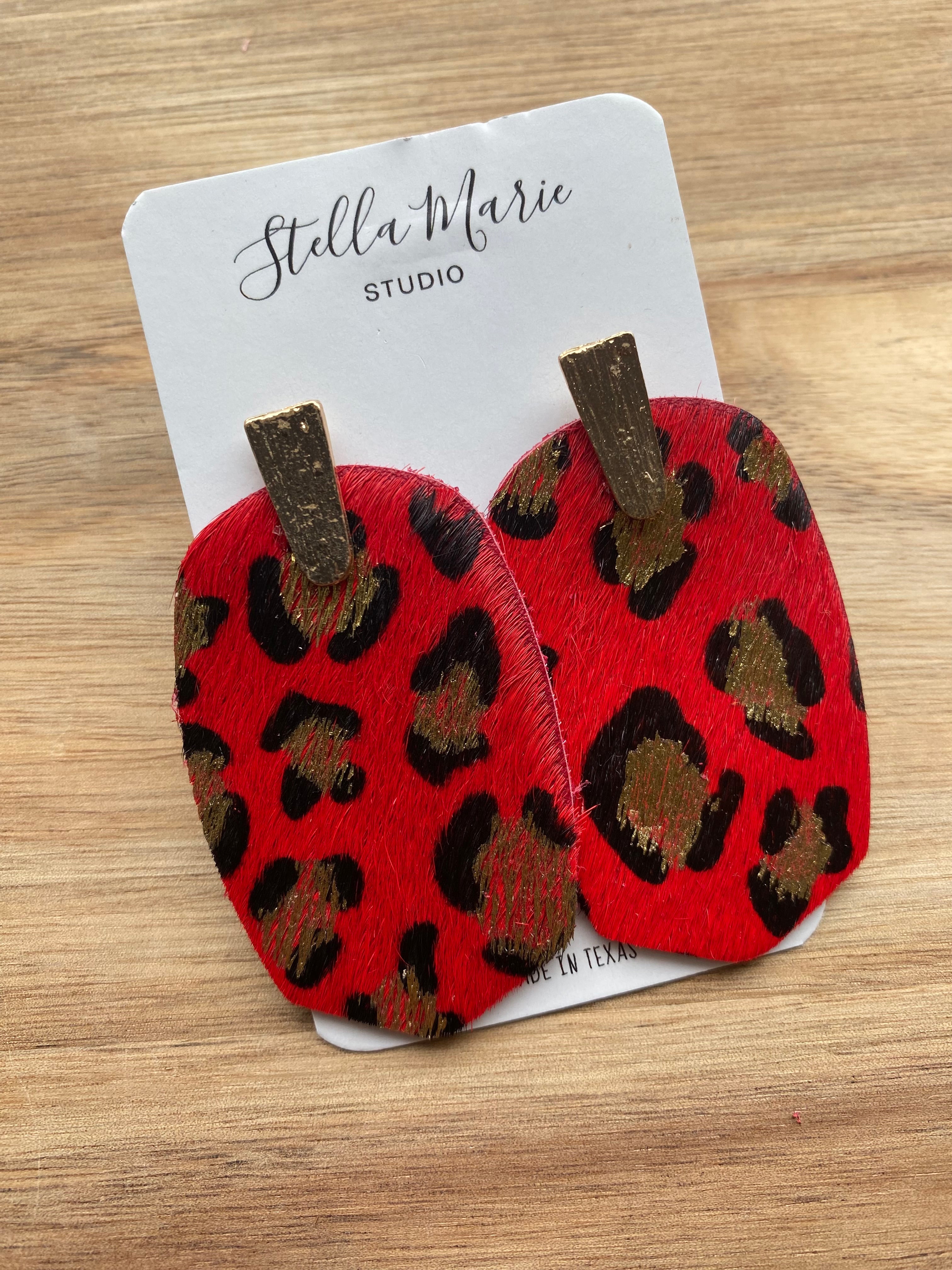 TWO COLORS: Animal Print Leather Earrings