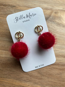 Fuzzy Red Earrings