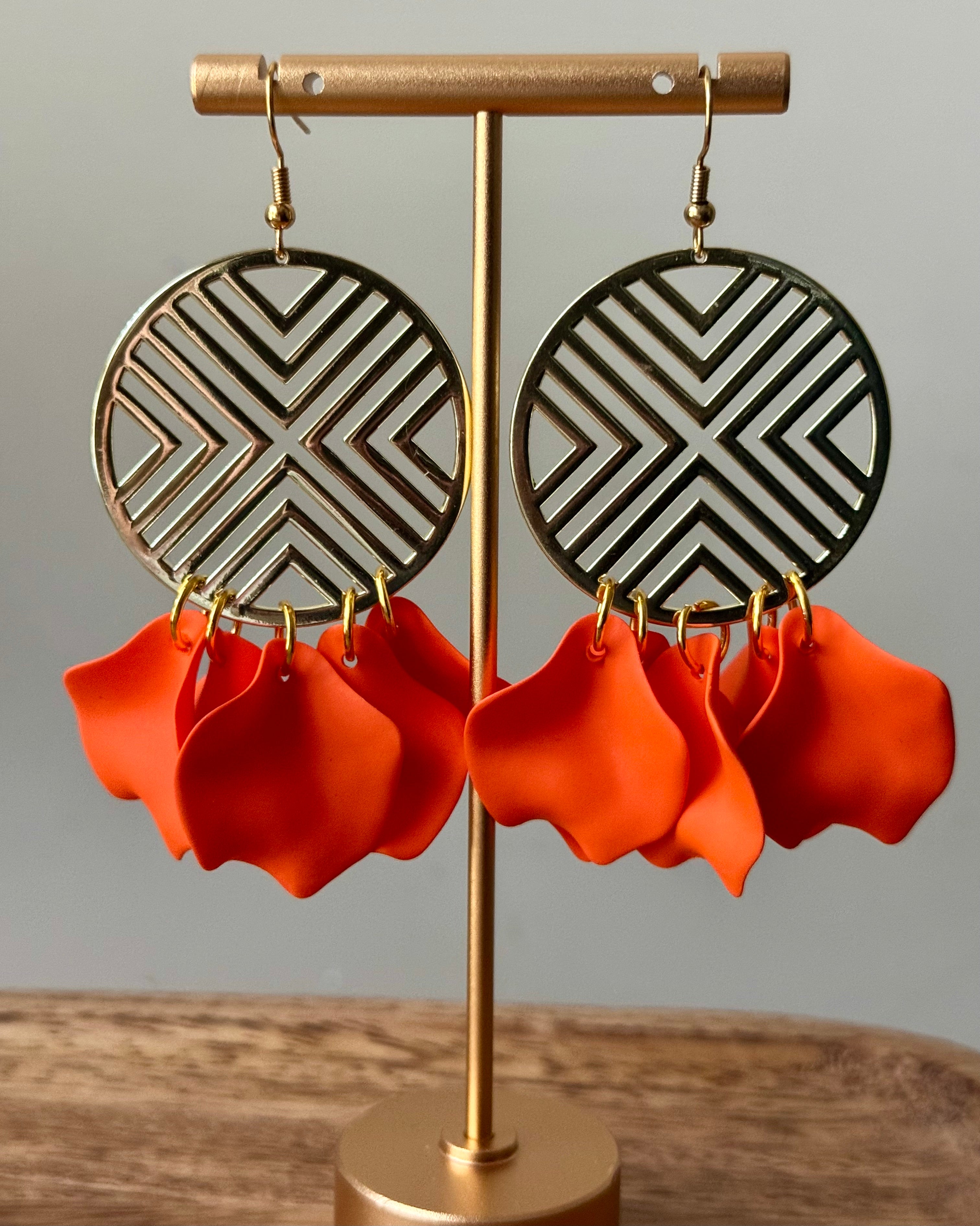 Geo Petal Dangle Earrings