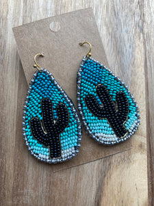 Cactus Teardrop Seed Bead Earrings
