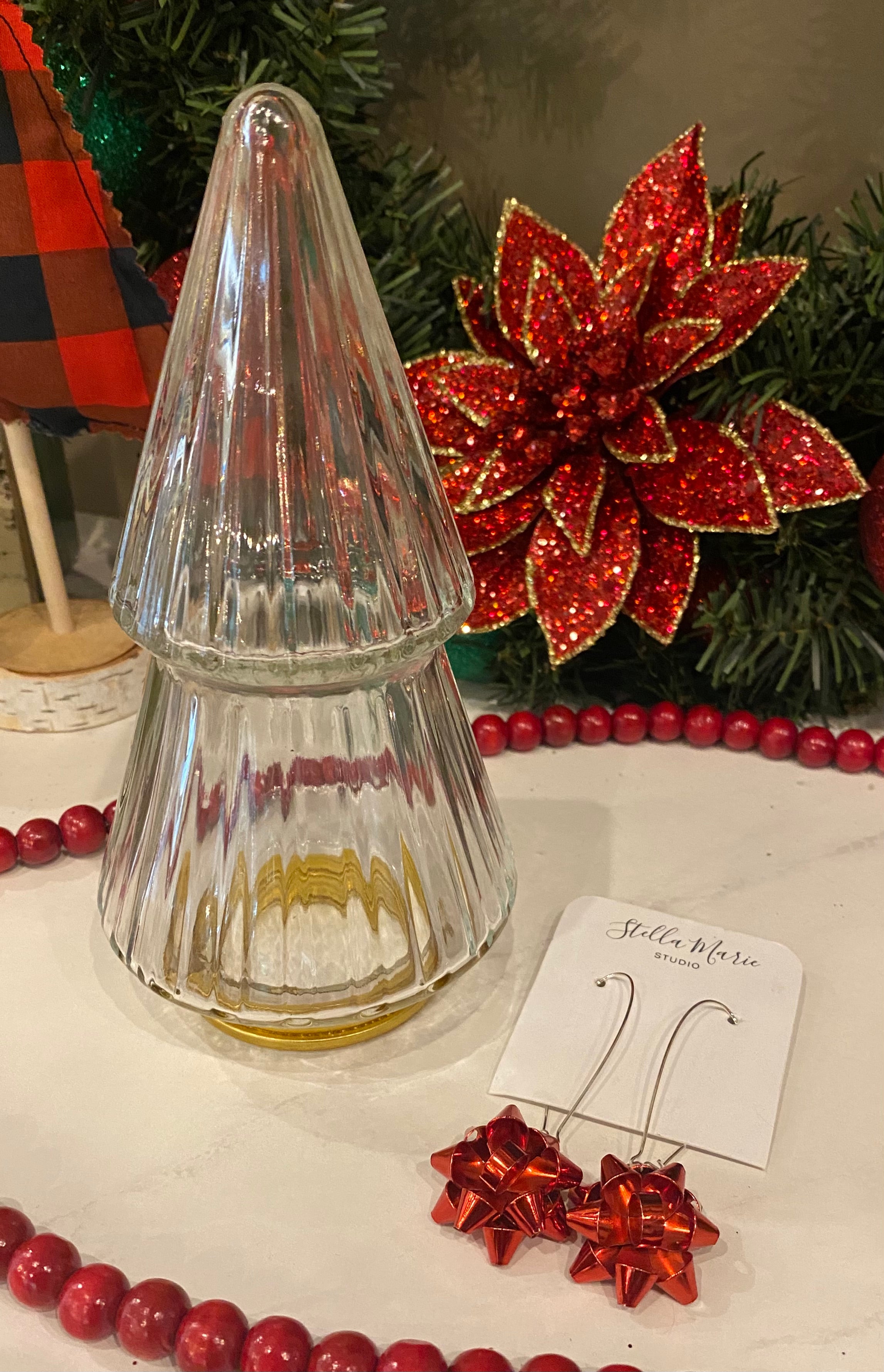 MULTIPLE OPTIONS: Glass Christmas Tree w/Earrings