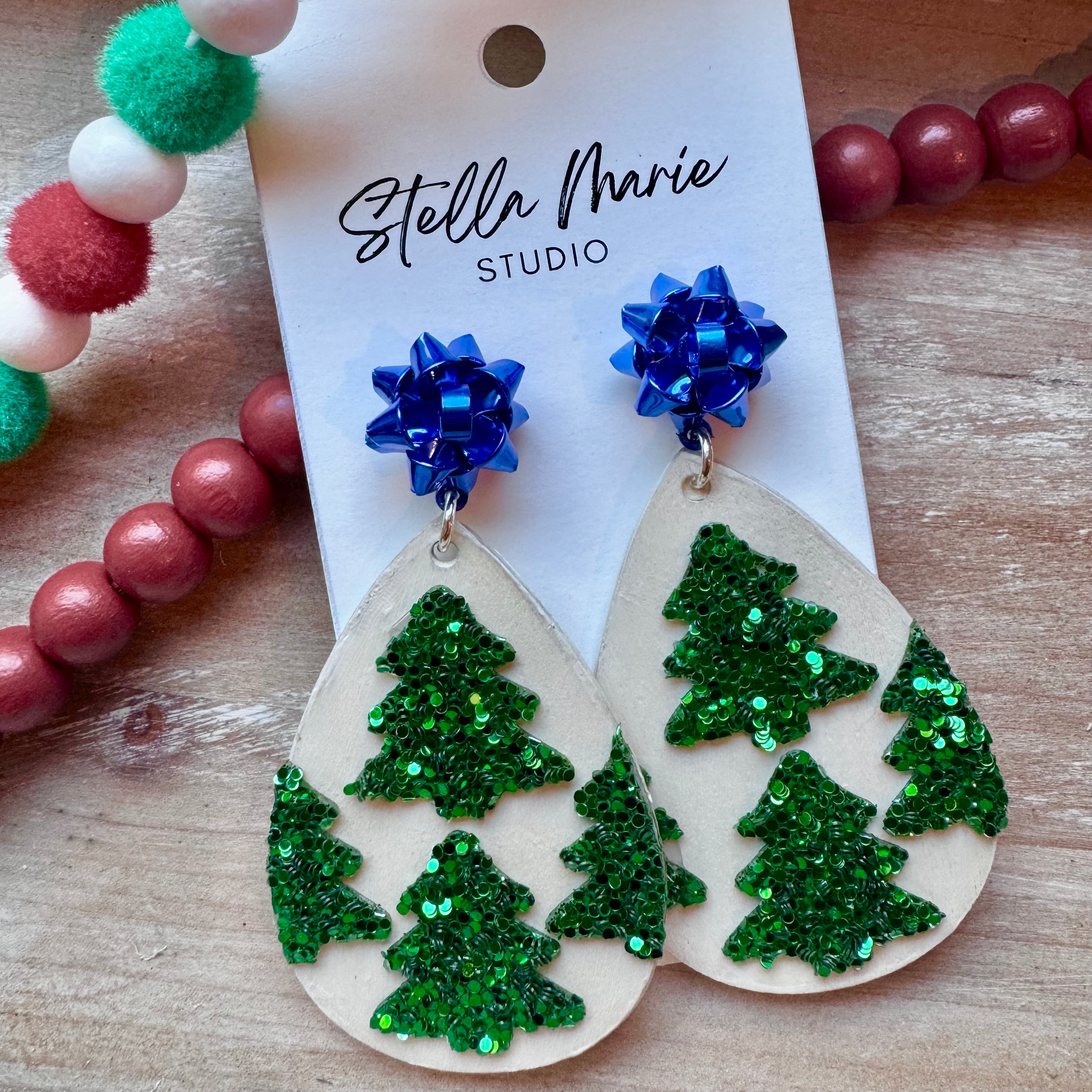 MULTIPLE STYLES: Christmas Tree Wooden Earrings