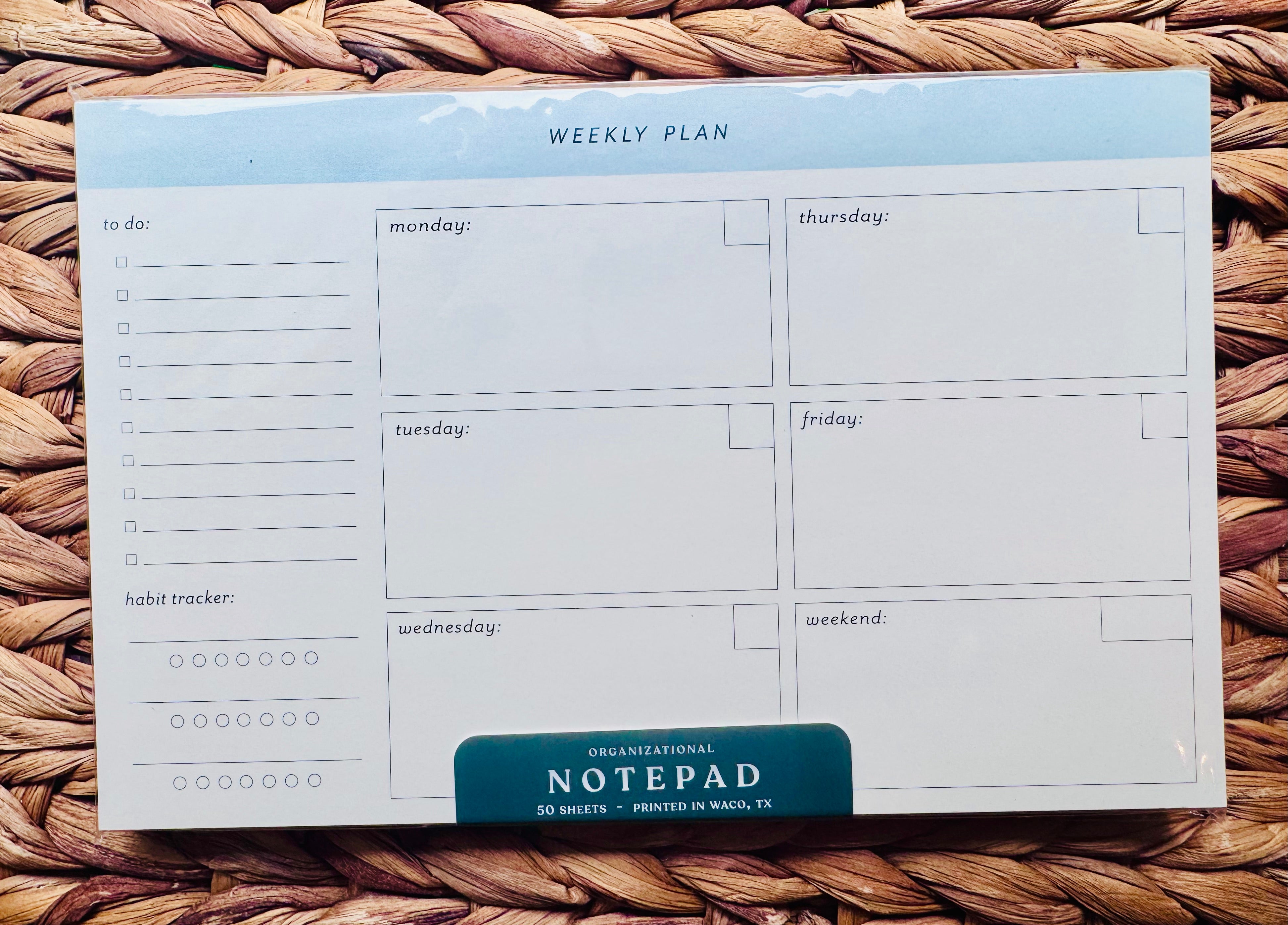 Weekly Plan Organizational Notepad