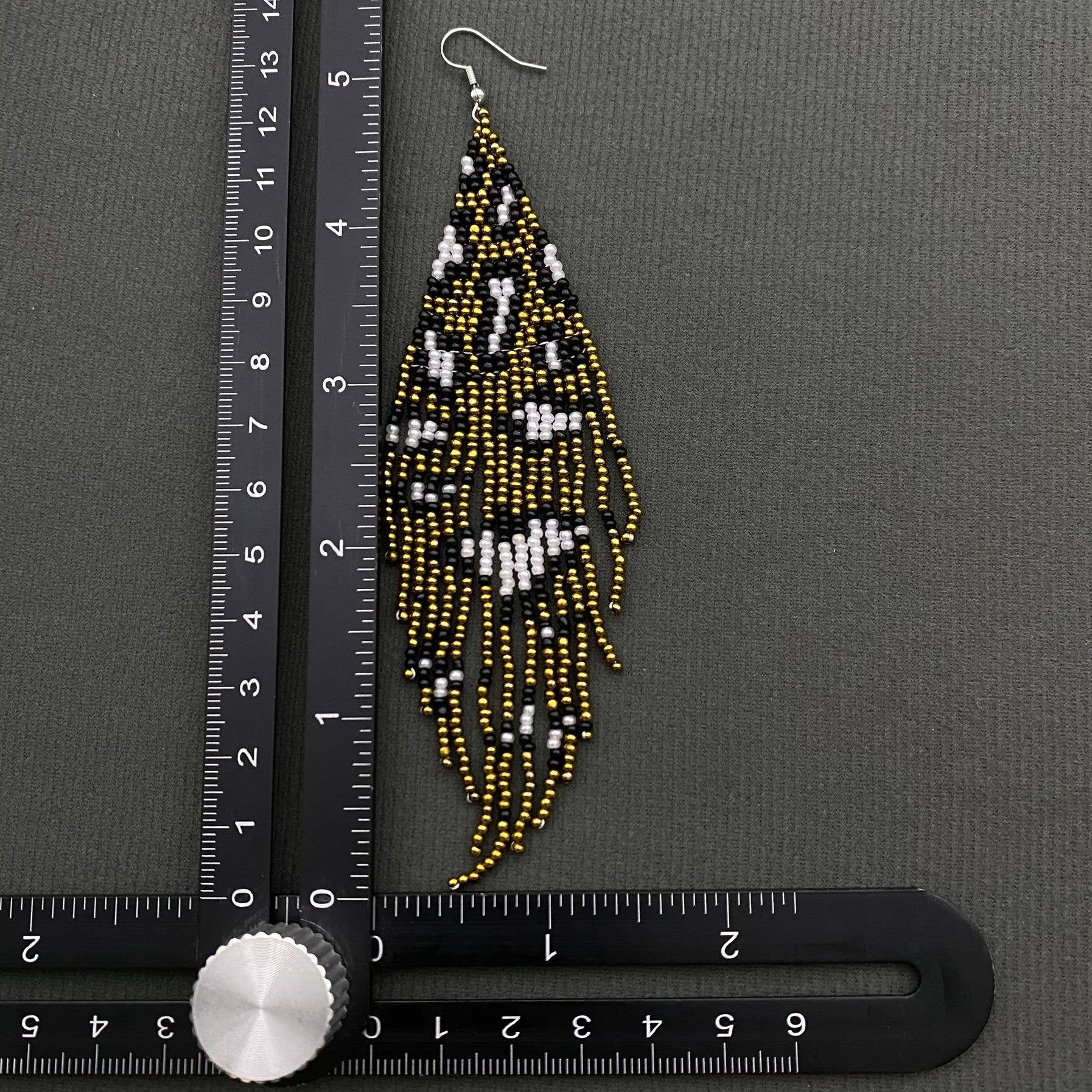 Leopard print Seed Beads Fringe Earrings