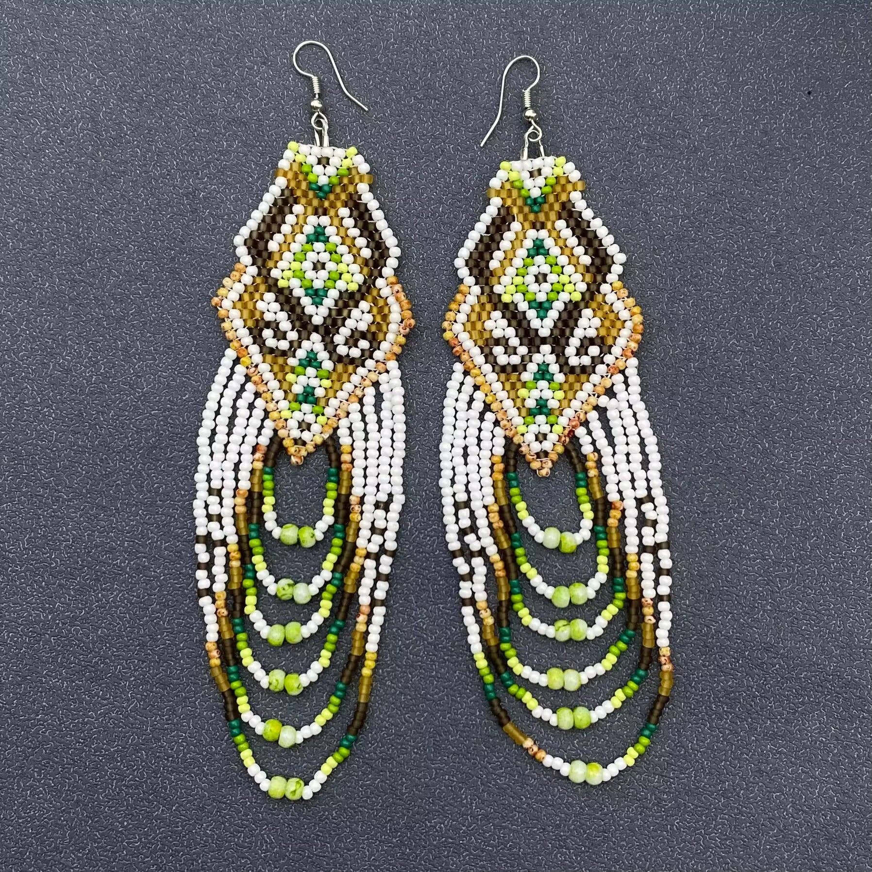 Bohemian Hand-Woven Seed Beads Long Fringe Earrings