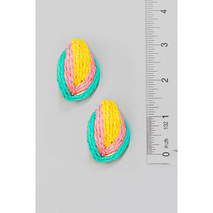 Multi Color Straw Braid Post Earrings