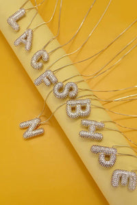INITIAL PAVE RHINESTONE BUBBLE BALLOON NECKLACE