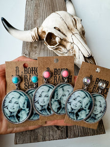 Western Queen Dolly Printed Dangle Earrings