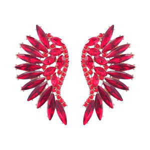 MULTIPLE COLORS: Colored Rhinestone Wing-shaped Earrings