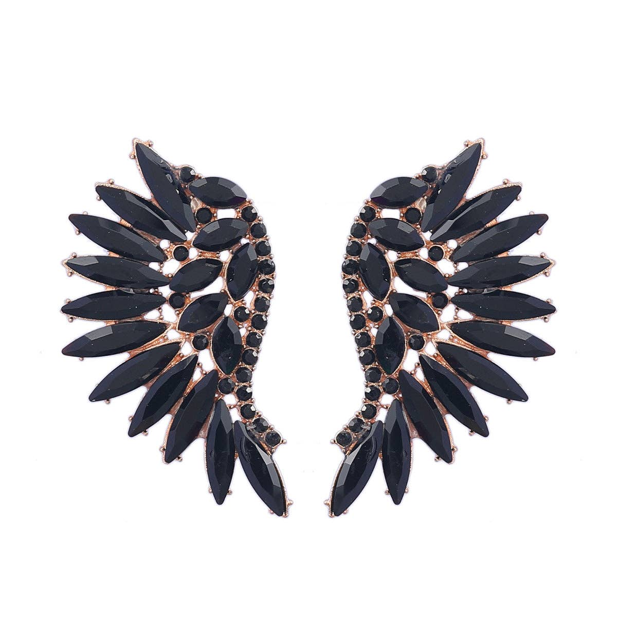 MULTIPLE COLORS: Colored Rhinestone Wing-shaped Earrings
