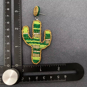 Western Style Cactus Seed Beads Dangle Earrings
