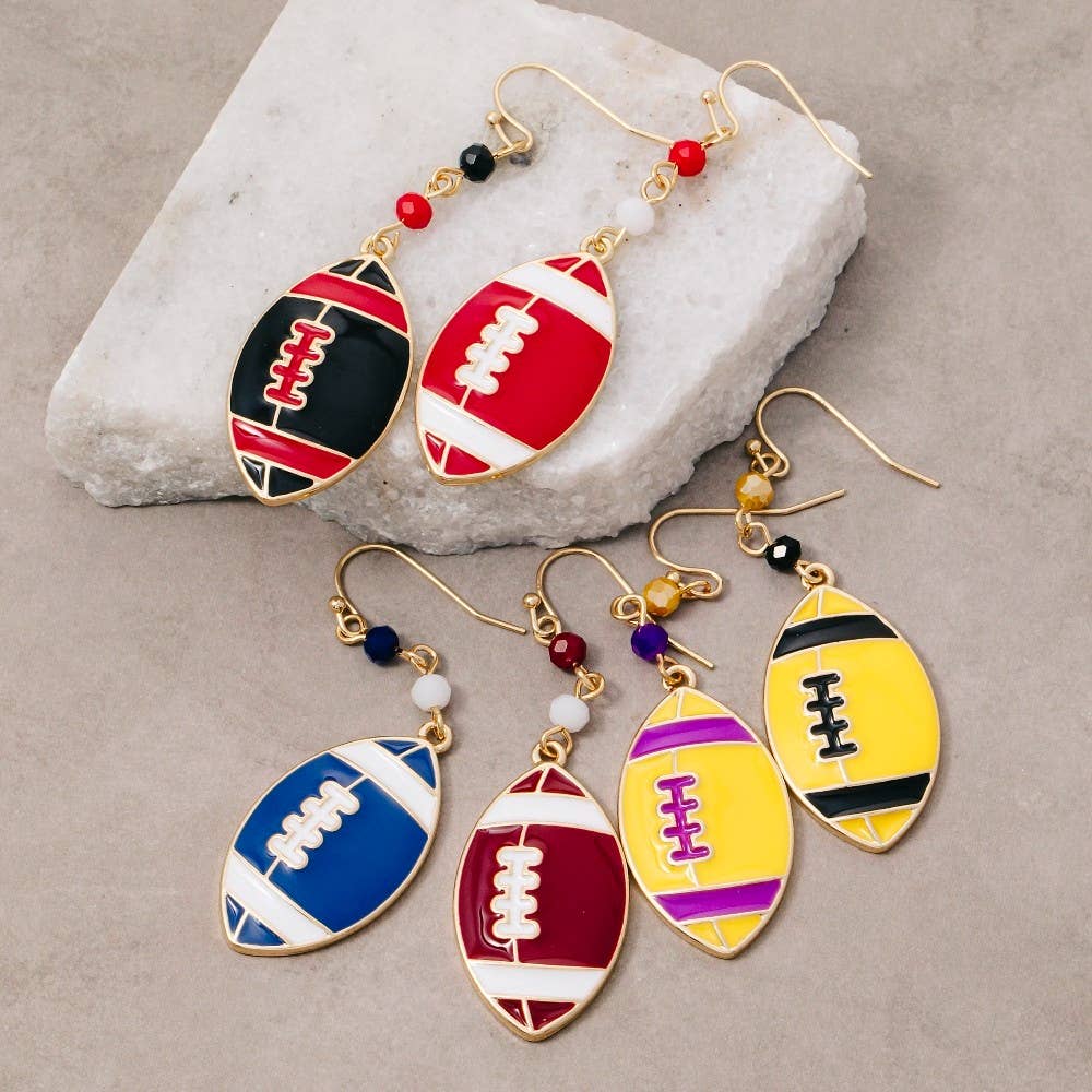 Game Day Colors Enamel Football Dangle Earrings