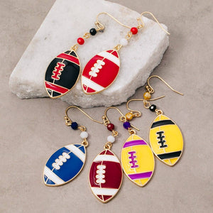 Game Day Colors Enamel Football Dangle Earrings