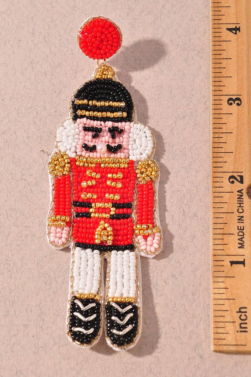 NUTCRACKER HANDMADE BEADED EMBROIDERY EARRINGS