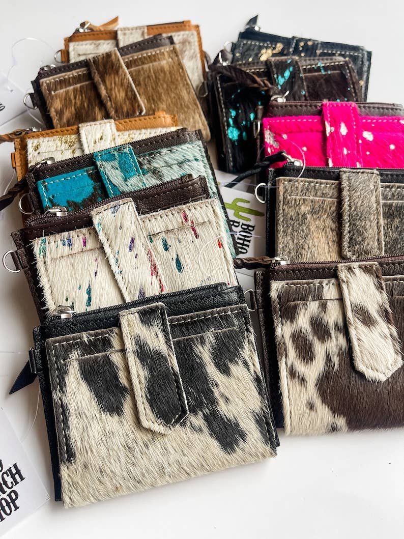 Dakota Wristlet Wallet - Western Cowhide Leather Credit Card