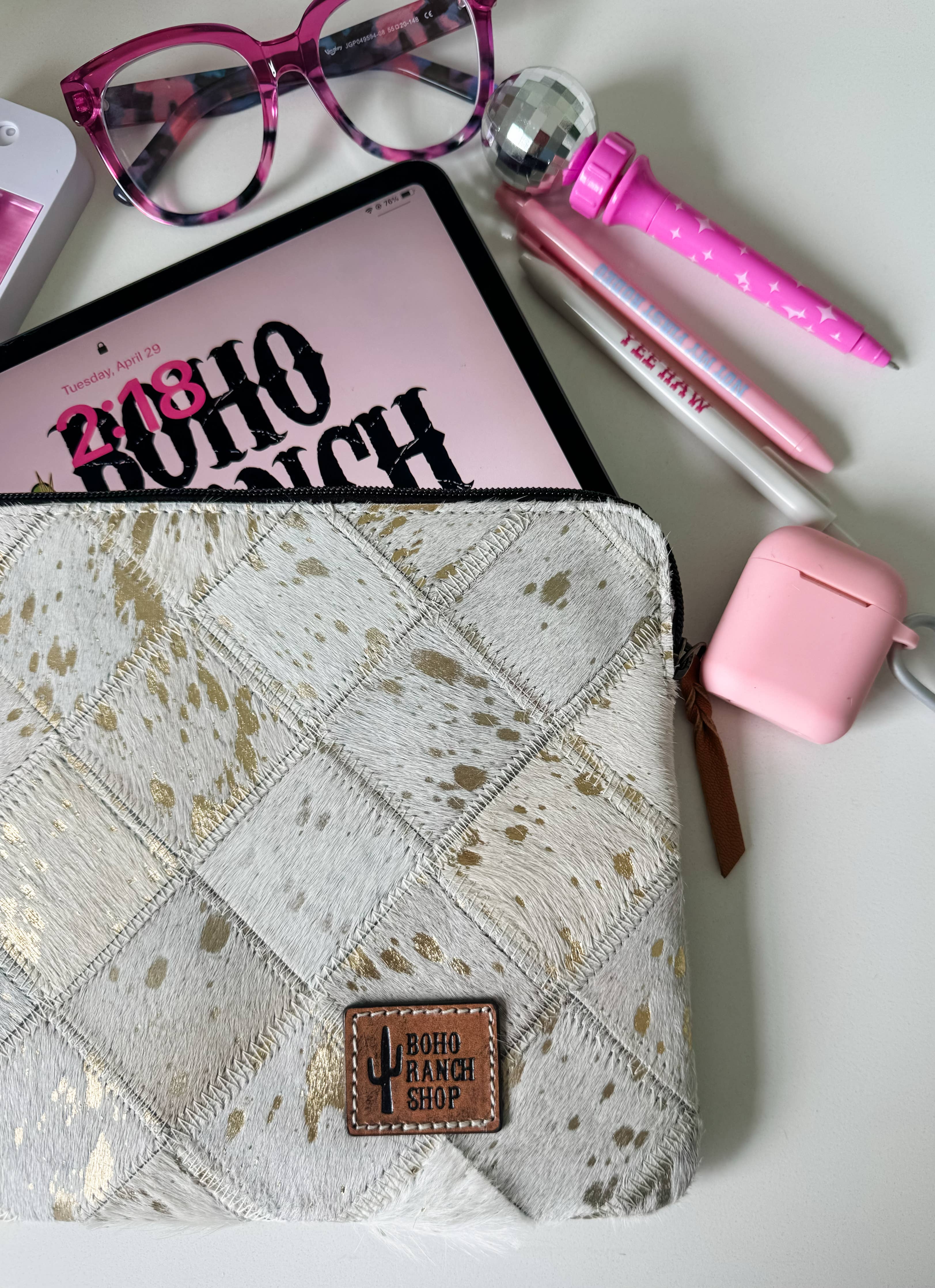 Cowhide Leather Laptop Computer Tech Sleeve Pouch Case