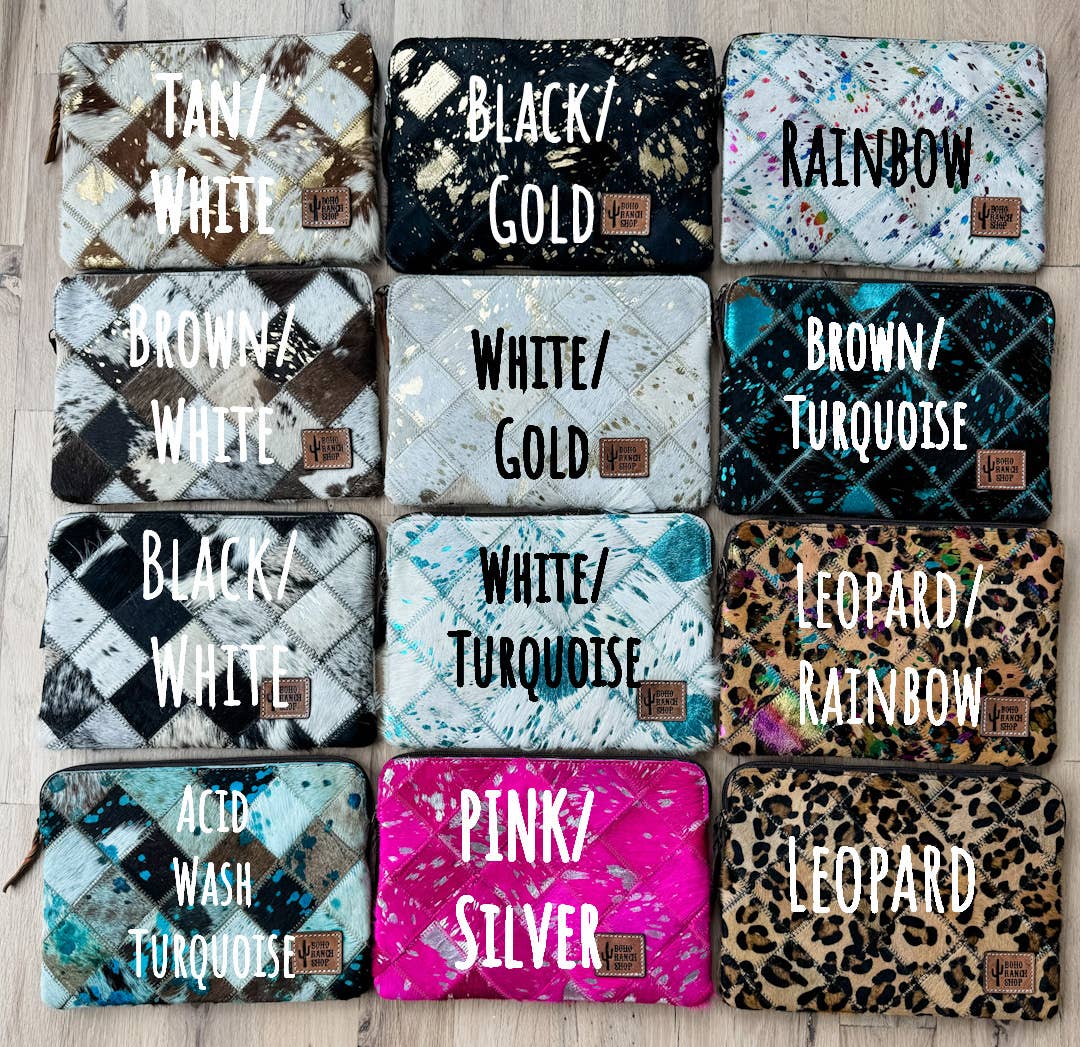 Cowhide Leather Laptop Computer Tech Sleeve Pouch Case