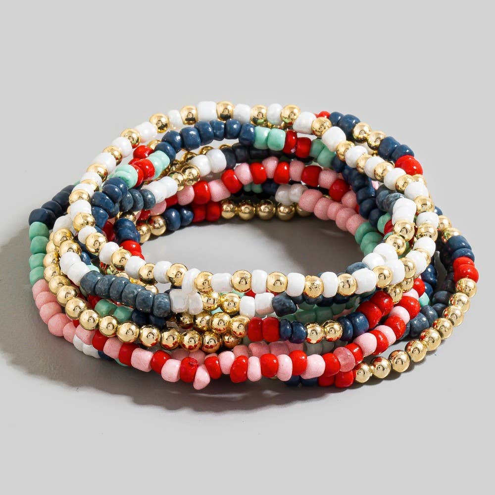 Mixed Colored Seed Beaded Bracelet Set