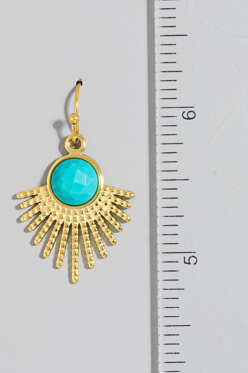 Stainless Steel Faceted Stone Antique Dangle Earrings