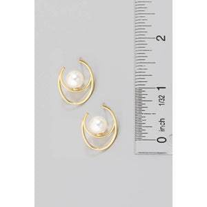 Oval Pearl Post Earrings